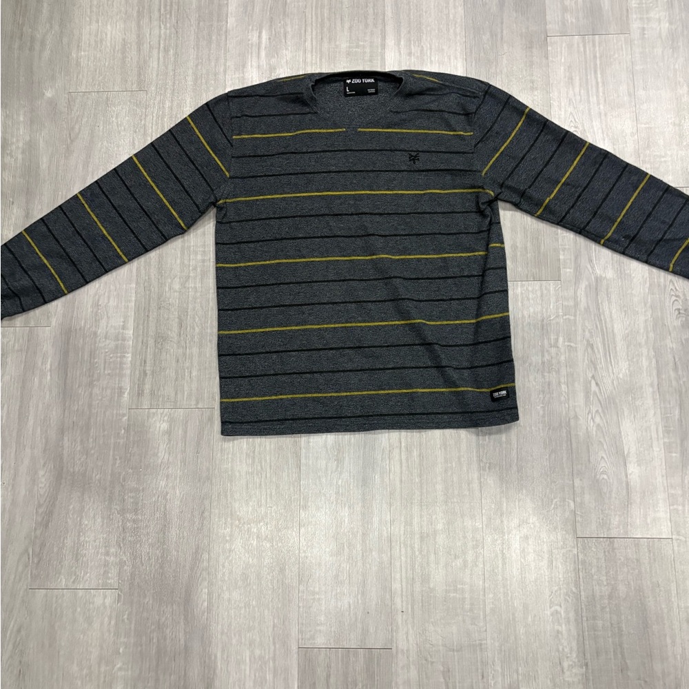 Zoo York Sweater Mens Large L Pullover Striped Sweater Sweatshirt Shirt Crew